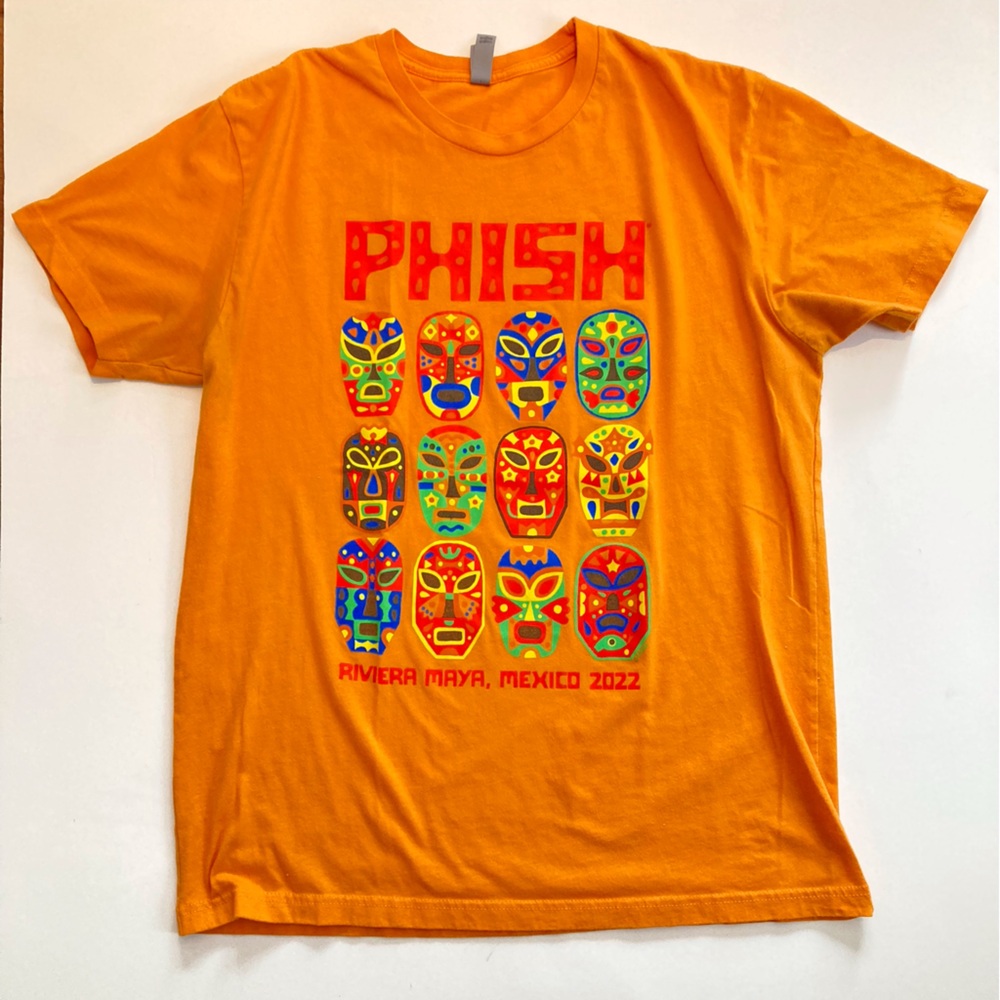Phish Luchador Mask Riviera Maya Mexico 2022 Concert Band Tee Shirt Size Large
